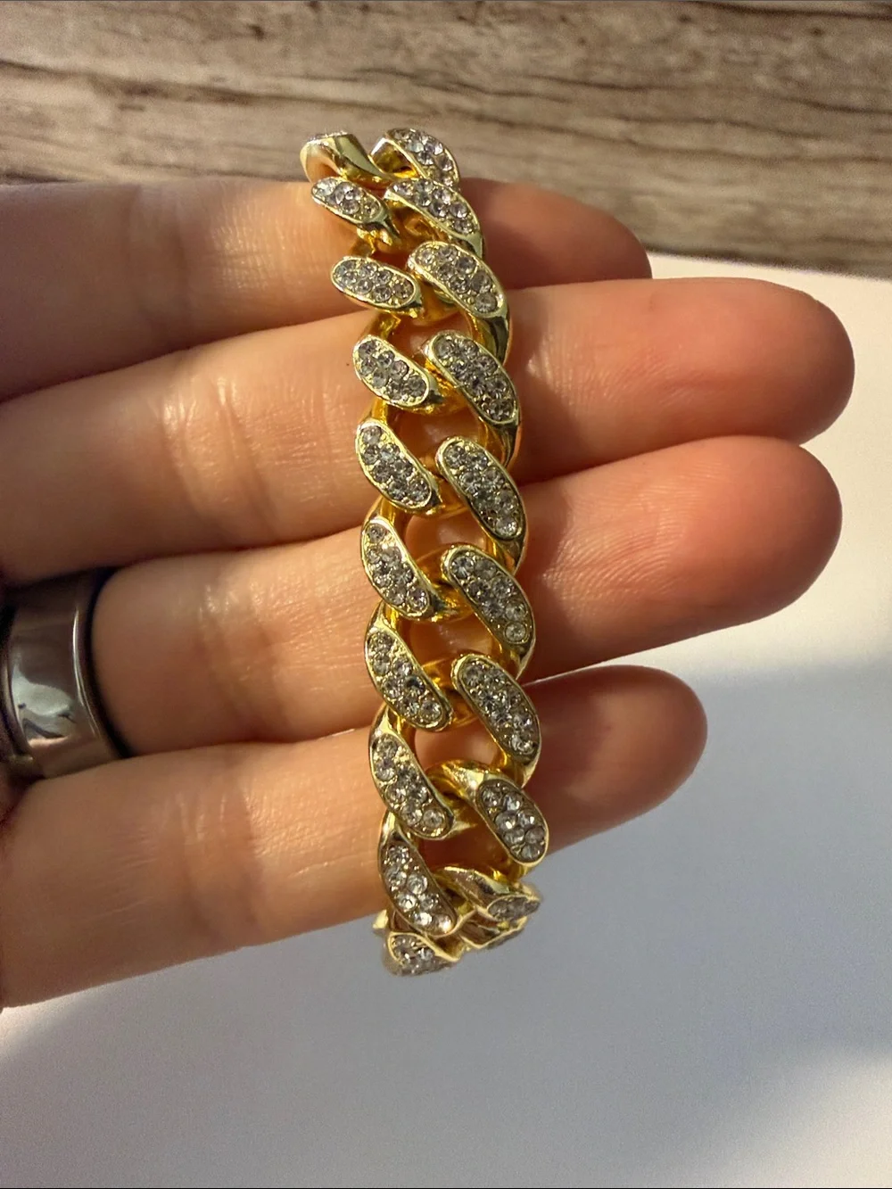 Gold Plated Paved Iced Out Cuban Link Bracelet - Men Accessories